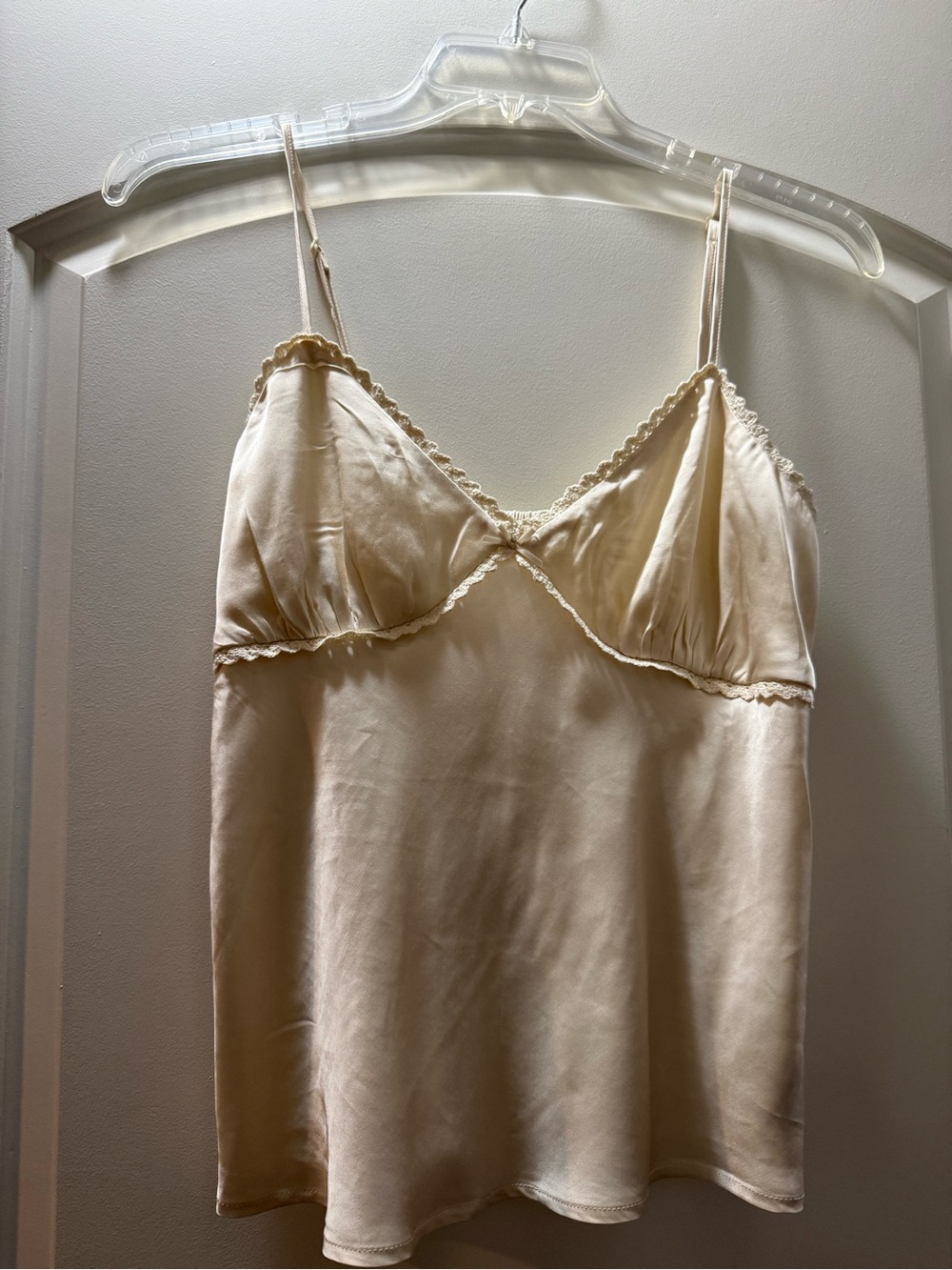 Silk Cami Slip Top - Cream Satin Chemise